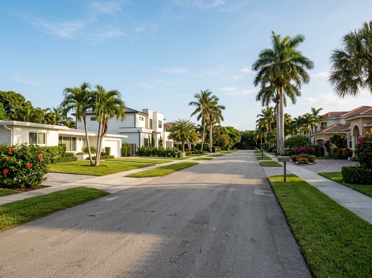 Residential streetscape in Hollywood, Florida